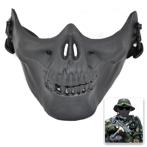 

mask skull skeleton paintball half face protect mask (black