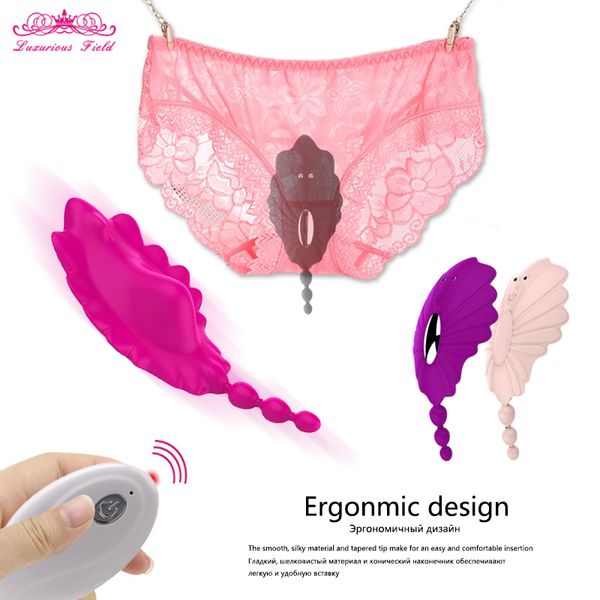 10 Geschwindigkeit Tragbarer Schmetterlingsvibrator Silikon Drahtlose Fernbedienung Vibrierende Höschen Orgasmus Klitorisstimulation Vaginal Frauen Sexspielzeug MX191228