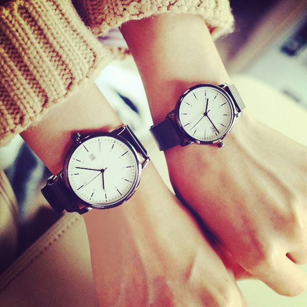 

simple couple watch roman digital quartz wristwatches fashion casual student belt watches sale 533, Slivery;brown