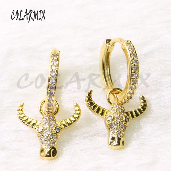 

5 pairs cattel hook earrings mix colors bull head earrings crystal dangle rainbow crystal accessories for women 50797, Silver