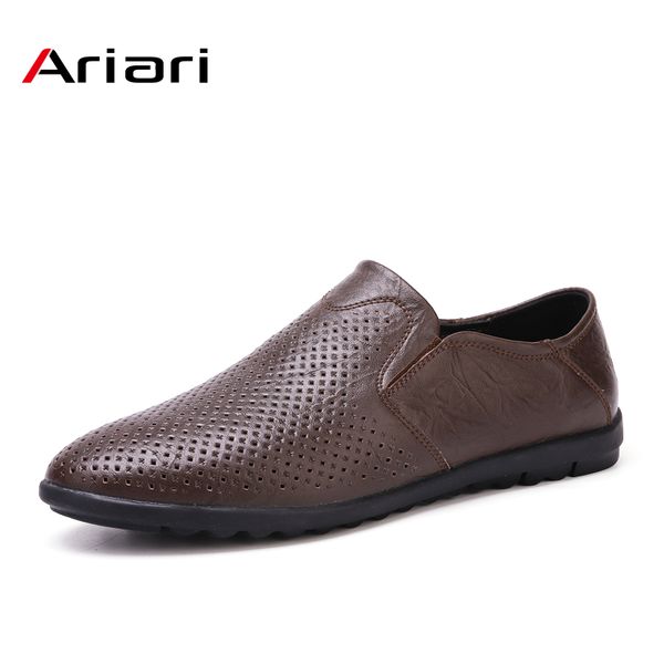 

casual men shoes hollow out pu leather breathable moccasins loafers male flats slip on black driving shoes big sizes 47