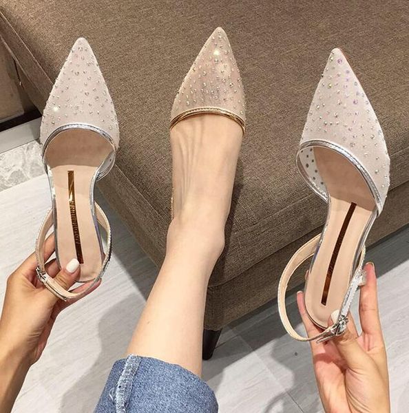 

fine heeled shoes high heels pointed toe 2020 sandals ladies pump pumps stiletto women's beige latest african, Black