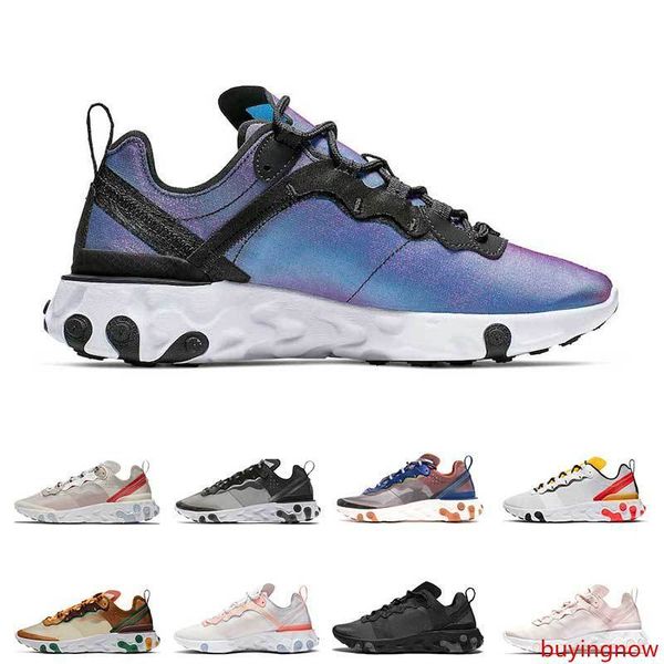 

new react element 87 55 running shoes mens white black black women breathable sports sneaker size 36-45