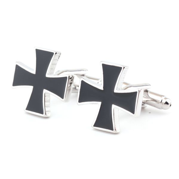 

black cross cufflinks mens shirt french sleeve cuff links accessories for men wedding business gift, Silver
