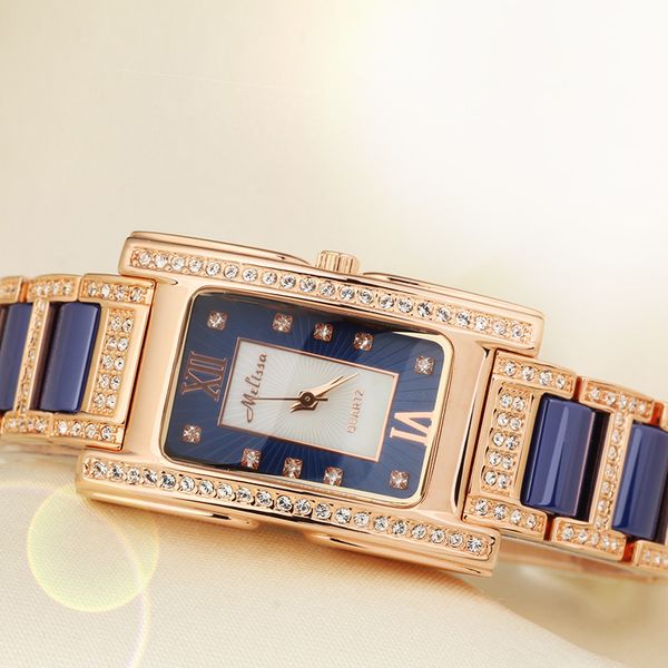 

вверх melissa lady женские часы кварц япония мода керамический браслет rhinestone кристалл party girl день рождения подарочная коробка, Slivery;brown