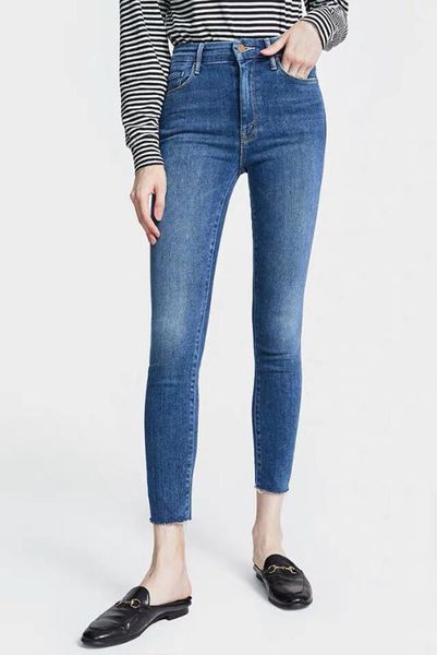 

new women pencil jeans soft elastic casual pants, Blue