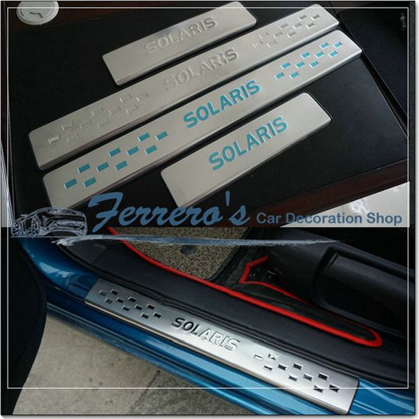 

high-quality stainless steel plate door sill welcome pedal car styling accessories for verna/solaris 2010-2014