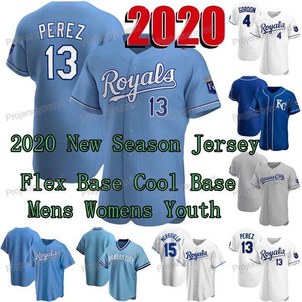 

2020 new season salvador perez jersey whit merrifield alex gordon alex gordon brett phillips danny duffy tim hill chance adams randy rosario, Blue;black