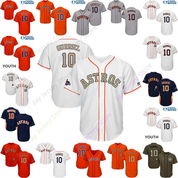 

2019 Houston 10 Yuli Gurriel Jersey Astros Jerseys Cool Base Flexbase Home Away White Black Red Grey Pullover Button Men Women Youth