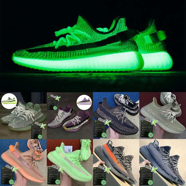 

stock x 3m reflective gid glow yecheil boost kanye west running shoes blue tint frozen yellow zebra cream beluga sport trainers sneakers