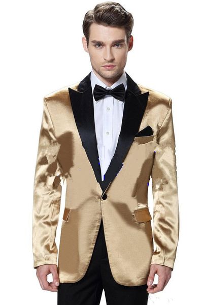 

new custom made one button gold groom tuxedos peak lapel groomsmen mens wedding dresses prom suits (jacket+pants+girdle+tie) 643, Black;gray