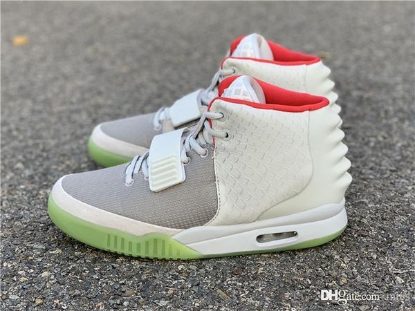 

est authentic kanye west air 2 ii nrg wolf grey pure platinum black basketball shoes men 508214-006 508214-010 sneakers glow in the dark