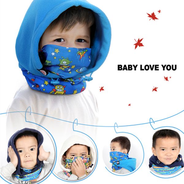 

winter mask versatile children kids polyester fleece beanies balaclavas outdoors skiing cycling winter hats caps ski face mask, Black