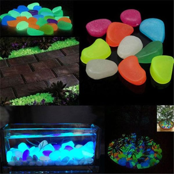 

100pcs pebbles for walkways glow stones rocks for garden outdoor decorative luminous pebbles gravel fairy garden pathway