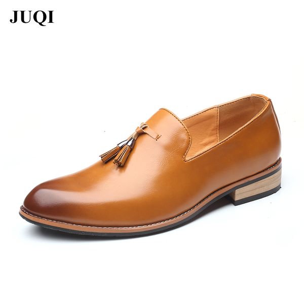 

brand men shoes oxfords british style men leather casual formal shoes business dress classic tassel flats, Black
