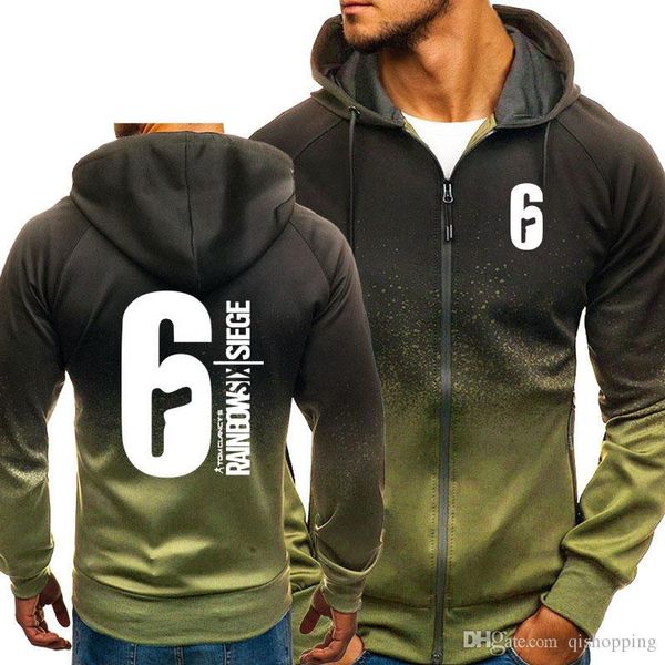

rainbow six coat siege gradient hoodies men winter hoodie autumn coat zipper jacket mens hoodie hip hop harajuku male clothing, Blue;black