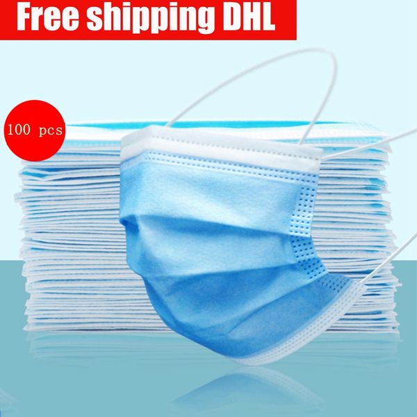 

dhl 3 layers disposable blue mouth mask dust cotton face masks non-woven mask 3 filter activated anti pollution