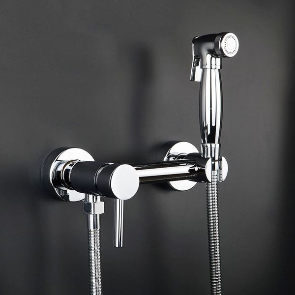 

chrome plated brass bathroom bidets sprayer cold mixer toilet tap black wall mounted bidet faucet