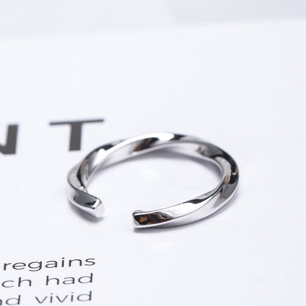 

s925 silver mobius twist open ring gold-plated process mirror polish ring ladies ring women jz12348-y