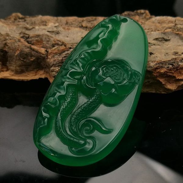 

selling natural brazilian green agate lotus brand pendant seed green chalcedony lotus brand pendant, Silver