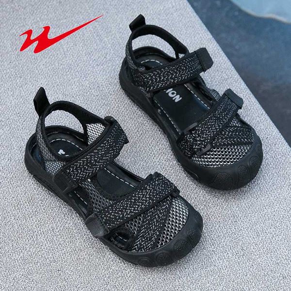 

double star kids sandals boys girls casual sandals boys and girls anti-skid wear-resistant children shoes breathable kids shoes, Black;red