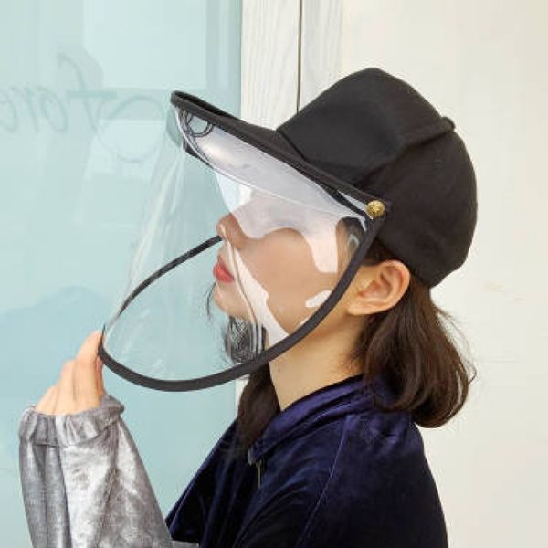 

anti-spitting protective baseball cap with dustproof transparent cover outdoor face cover caps anti spittle shield cycling trave