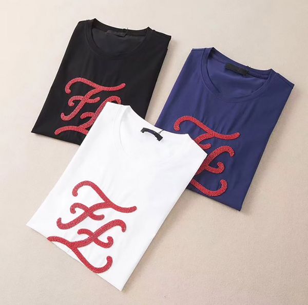 

20 women designer t shirts 2020 new fashion crystal letter brand lady casual t-shirts men breathable crew neck tees 3 colors size -4xl, White