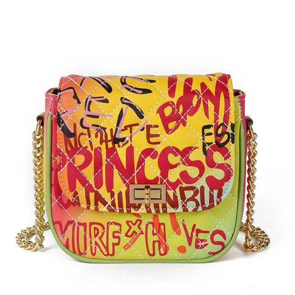 

2020 mini rainbow color graffiti bag women chain luxury bags new designer ladies purse or handbag cross-body bags sac for party