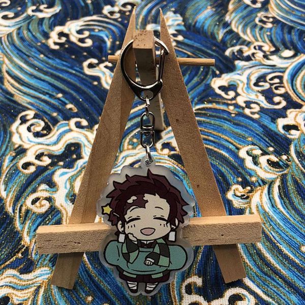 

anime demon slayer kimetsu no yaiba keychain cosplay props kamado tanjirou nezuko pillow key ring agatsuma zenitsu car key chain, Slivery;golden