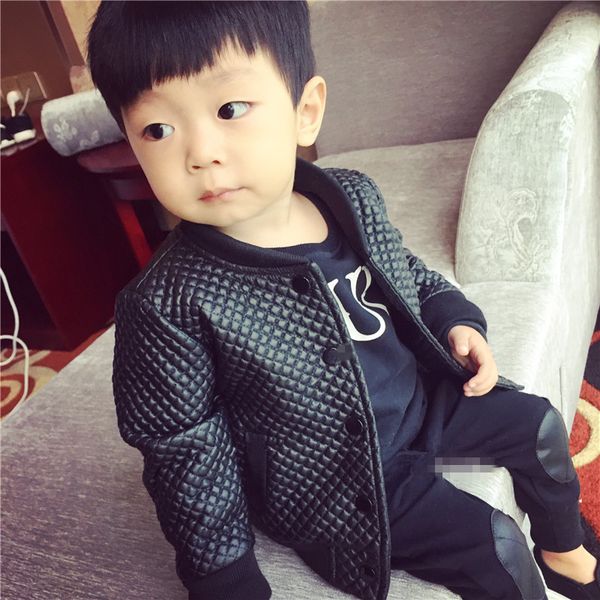 

2020 kids autumn winter clothes children jacket for baby boys outerwear children's pu leather coat black toddlers warm thick t200103, White