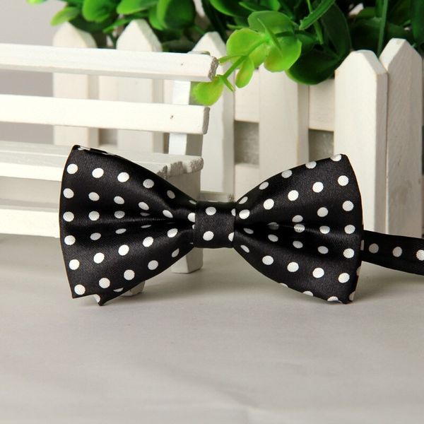 

2014 fashion black children's bow ties white dots 10cm*5cm wholesale, Black;gray