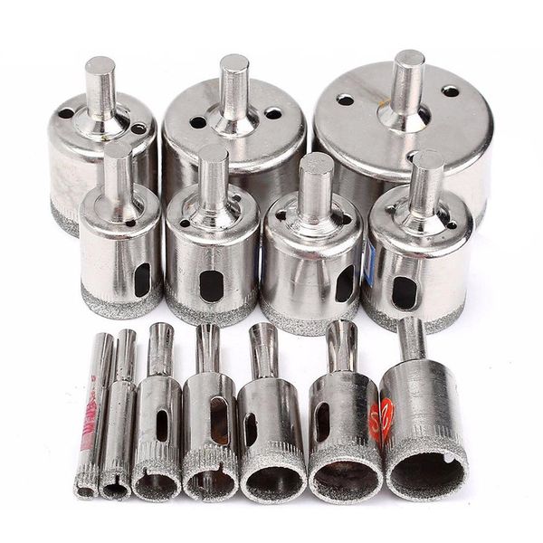 

15pcs diamond coated drill bit set glass ceramic tile marble hole saw drilling opener set power tool accessories 6-50mm