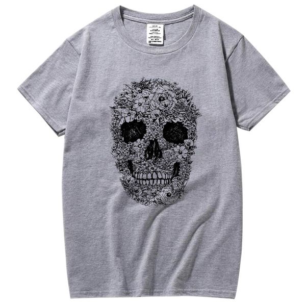 

dressing2020 men fashion casual 00%cotton t-shirt skull print t shirt men street style cool comfortable fabric men tshirt, White;black