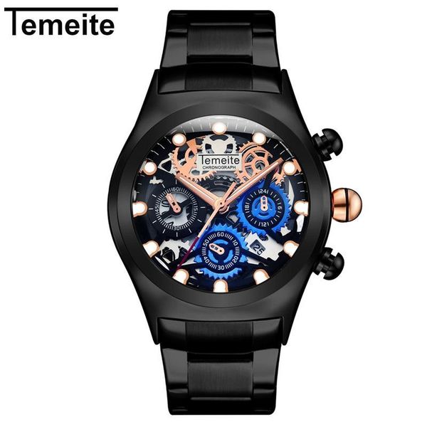 

relogio temeite мужские часы дизайнерская золото кварцевые часы бизнес полный стали наручные часы водонепроницаемый мужской мужчина для, Slivery;brown