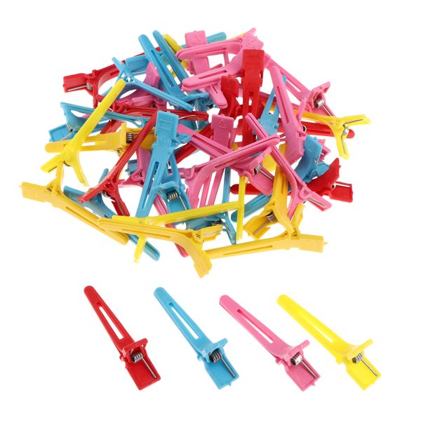 

50pcs multicolored duckbill hair sectioning clips hairdressing styling clamps barrettes, Brown