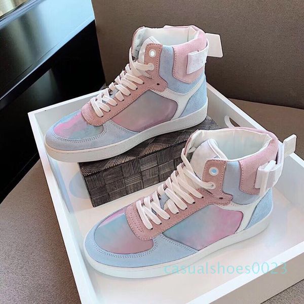 

2019 mix color women casual shoes high rubber sole platform leather mens plus tattoo shoes sneakers ac23, Black
