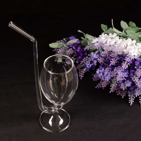 2019 Hot Wine Glass Cup Transpa Glassware Mug Cocktail Straw With Built In Drinking For Home Bar Party From Qiangweiflo