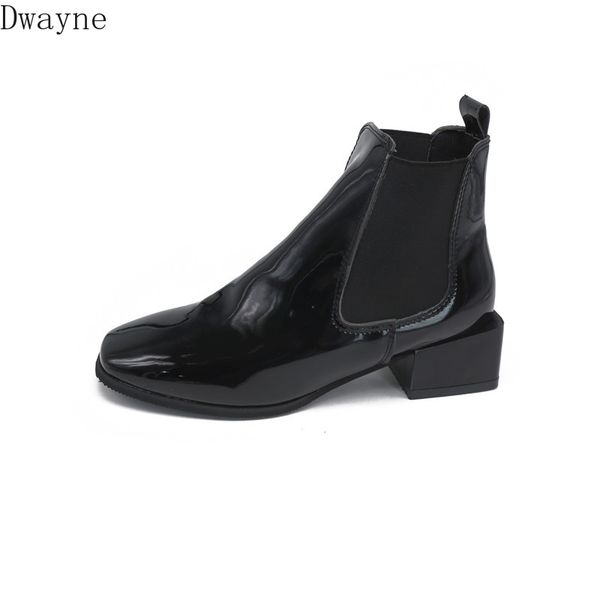 

women's boots 2019 autumn and winter new thick with boots with short tube square head bare, Black