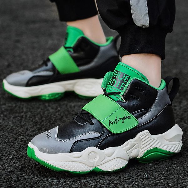 

m- spring and autumn men's student daily personality basketball shoes outdoor wild street hip hop tide men's shoes, Black
