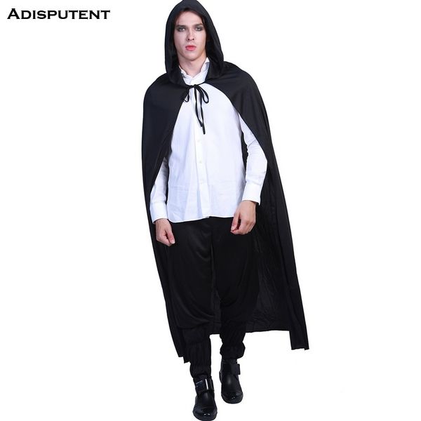 

adisputent 2019 men's halloween cloak cosplay vampire jumper set male black sleeveless hooded loose mysterious belt cloak, Tan;black