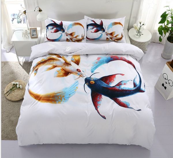 3d Printing Couple Fish 2 Bedding Set Animals Duvet Cover With