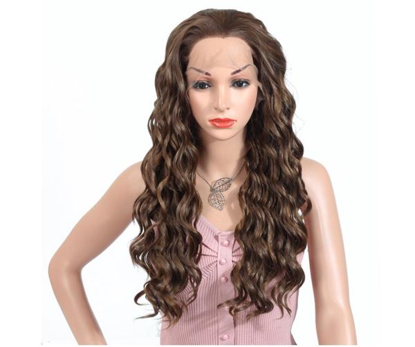 

naturals soft black curly wavy long wigs with baby hair heat resistant glueless synthetic lace front wigs for black women, Black;brown