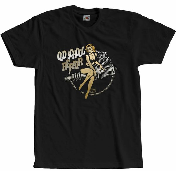 Old School Motorad Hot Rod Vintage Chick Garage Motor Bikers T
