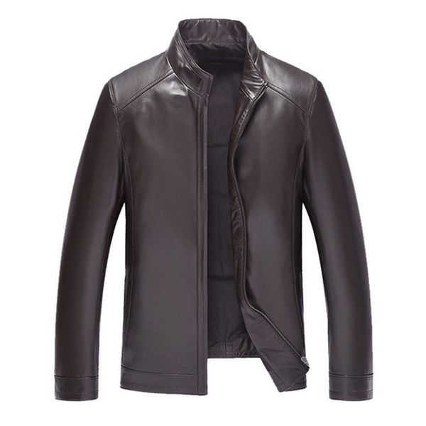 

autumn fashion cool for male winter motorcycle leather jacket men casual solid stand collar loose pu leather coat 2019, Black