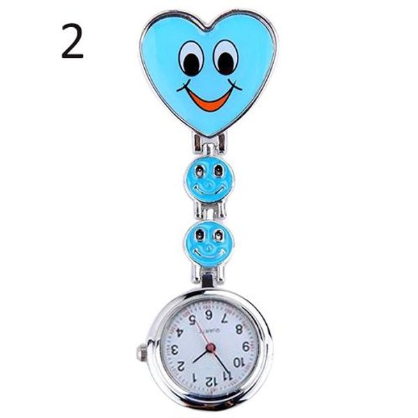 

women nurse pocket watch cute smiling faces heart clip-on pendant clock quartz nurse fob brooch pocket watch reloj mujer, Slivery;golden