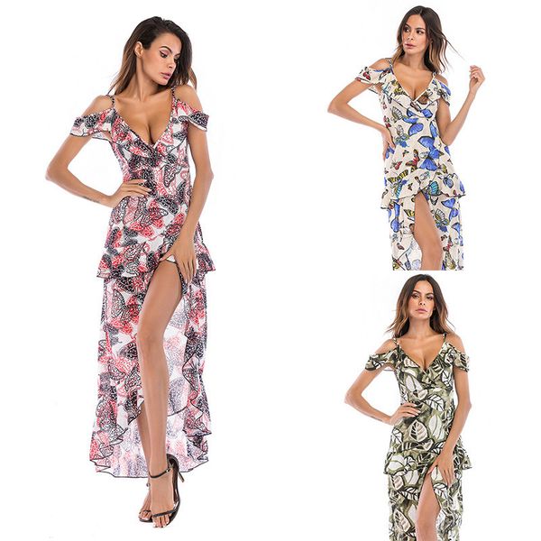 

женщин дизайнер сексуальный шифон фея подтяжк юбка женская нерегулярные v-образным вырезом комбинезон платье summereeb1, Black;gray