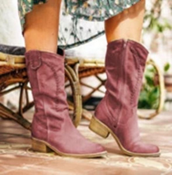 

blwbyl booties autumn winter low heels platform ladies shoes vintage riding boots mid calf punk boots botas mujer big, Black