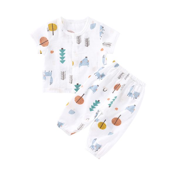 

clothing sets pureborn toddler bay clothes set 2 pcs baby and pants prints summer breathable cotton pajamas, White