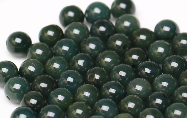 

10pc natural youqing emerald beads bracelet pendant diy accessories bangle charm jewellery fashion hand-carved luck amulet