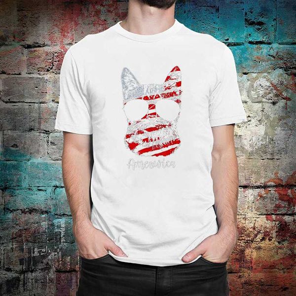 

забавный американский кот мужчины лето футболка большие размеры женщины футболка o шеи с коротким рукавом округлые футболка повседневная топ, White;black